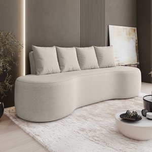 Sofá Orgânico Curvo Ibiza 2,10m 3 Lugares com Almofadas Bouclé