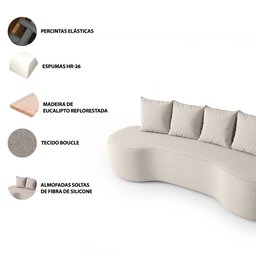 Sofá Orgânico Curvo Ibiza 2,10m 3 Lugares com Almofadas Bouclé - 4