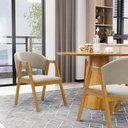 Ver imagem 2 de Kit com 2 Cadeiras Leticia Madeira Maciça Estofada para Mesa de Jantar Veludo Bege 102