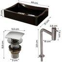 Ver imagem 4 de Gabinete Troia Cuba Dalla Preta Torneira Inox Valvula Click Preto Fosco/naturale