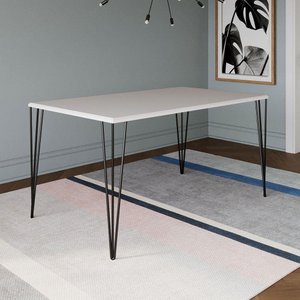 Mesa De Jantar Retangular Tampo De Madeira 140X80Cm Branco