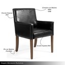 Ver imagem 4 de Poltrona Sala de Estar Decorativa Base Madeira Liverpool Pu Sintético Preto G15 - Gran Belo