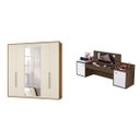 Ver imagem 1 de Conjunto Quarto de Casal Penteadeira com Espelho e Guarda-Roupa 6 Portas 4 Gavetas Espresso Móveis