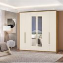 Ver imagem 2 de Conjunto Quarto de Casal Penteadeira com Espelho e Guarda-Roupa 6 Portas 4 Gavetas Espresso Móveis
