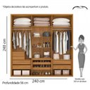 Ver imagem 6 de Conjunto Quarto de Casal Penteadeira com Espelho e Guarda-Roupa 6 Portas 4 Gavetas Espresso Móveis