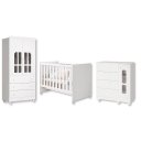 Ver imagem 2 de Quarto de Bebê Berço + Cômoda + Guarda Roupa Katatau Branco Fosco