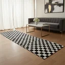 Ver imagem 1 de Tapete de Couro Passadeira Natural Tabuleiro Preto Branco 2,00 x 0,60 m