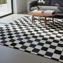 Ver imagem 3 de Tapete de Couro Passadeira Natural Tabuleiro Preto Branco 2,00 x 0,60 m