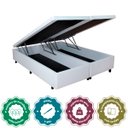 Ver imagem 4 de Cama Box Baú Californiano 178x198x42cm Corino Linho Branco com Pistão a Gás