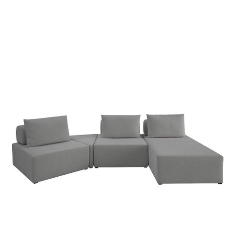 Sofá Ilha na Caixa em Módulos Mobili Assento + Canto + Assento + Chaise Boucle Cinza Claro