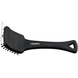 Escova Tramontina Churrasco com Cerdas em Aço Inox e Cabo de Polipropileno Preto 21,6 Cm