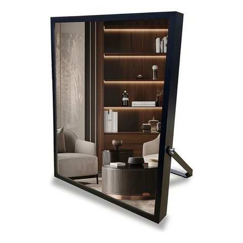 Espelho de Mesa Preto sem Iluminação - 40x28cm - Maquiagem - Moldura Preta