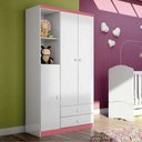Ver imagem 2 de Guarda Roupa de Bebê 3 Portas Bala de Menta Branco Flex - Henn