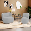 Ver imagem 2 de Poltrona e Namoradeira Orgânica Molly Bouclê Cinza Claro - Desk Design