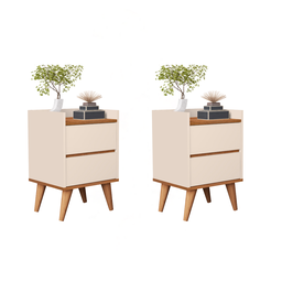 Conjunto Quarto 2 Mesas de Cabeceira Verona com Painel de Cabeceira de Cama Queen 1,60cm:off White - 2