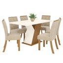 Ver imagem 6 de Conjunto Sala de Jantar Tampo Mdf com Vidro Canto Arredondado 160 Cm 06 Cadeiras Lupita Casa 812
