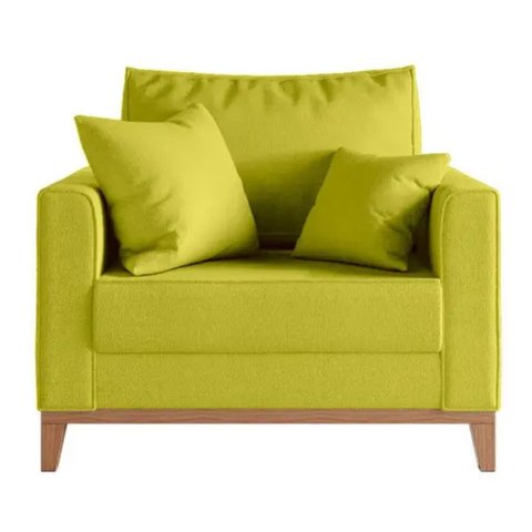 Kit 02 Poltrona Decorativa Beny Pés Base em Madeira Suede Cor:amarelo