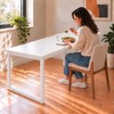 Ver imagem 6 de Mesa de Jantar Reforçada Industrial 160x60cm Tampo Branco Pés Branco