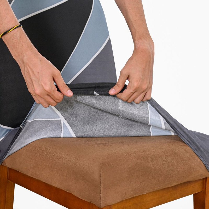 Kit de Capas de Cadeira Jantar Estampadas Natalina Ajustável com Elástico  10 Peças - Protetora Cozinha Malha