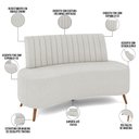 Ver imagem 4 de Sofá Chaise Living 2 Lugares 135cm para Sala Cayman K01 Bouclê Creme - Lyam Decor