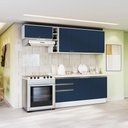 Ver imagem 1 de Armário de Cozinha Completa Garrafeiro 100% Mdf 260cm Branco/azul Profundo Celeste Kappesberg