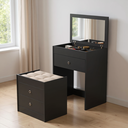 Ver imagem 1 de Penteadeira Comoda Olivia Mdf 80x60cm Espelho Banqueta Rodizio:preto