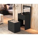 Ver imagem 2 de Penteadeira Comoda Olivia MDF 80x60cm Espelho Banqueta Rodizio:Preto