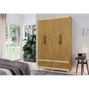 Ver imagem 4 de Guarda-Roupa Roupeiro Solteiro Romeu 4 portas 2 Gavetas Mel - Rede Móveis