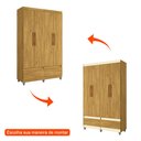 Ver imagem 5 de Guarda-Roupa Roupeiro Solteiro Romeu 4 portas 2 Gavetas Mel - Rede Móveis