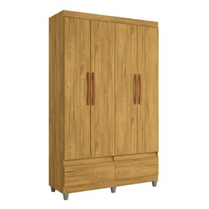 Guarda-Roupa Roupeiro Solteiro Romeu 4 portas 2 Gavetas Mel - Rede Móveis