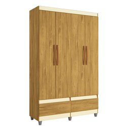 Guarda-Roupa Roupeiro Solteiro Romeu 4 portas 2 Gavetas Mel - Rede Móveis - 3