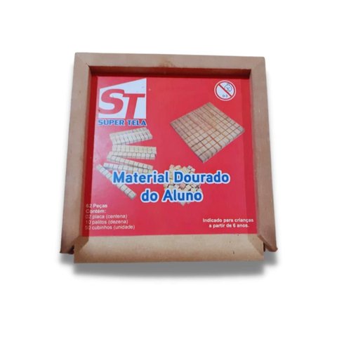 Material Dourado Escolar 111 Peças/ Caixa de Madeira - 2 Unidades