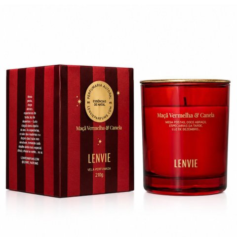 Vela Perfumada Maçã e Canela 210g - Lenvie Linha Especial de Natal