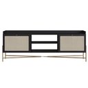Ver imagem 3 de Rack 2 Portas Oslo Artesano 183 Cm (largura) Mdp Nero Palha Sintética Bege Pé Metal Dourado