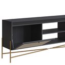 Ver imagem 4 de Rack 2 Portas Oslo Artesano 183 Cm (largura) Mdp Nero Palha Sintética Bege Pé Metal Dourado