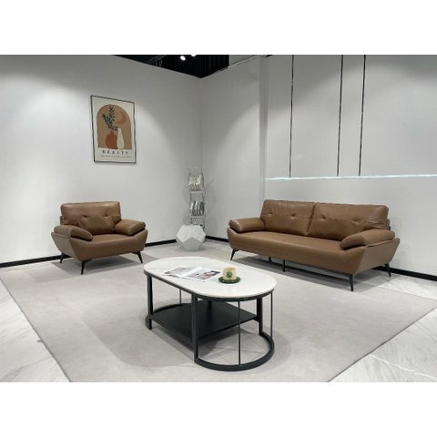 Sc-9907 Conjunto Internacional Sofá 1,93m com 2 Poltronas Caramelo Material Ecológico Sala Tv Design
