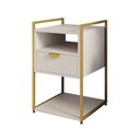 Ver imagem 1 de Mesa Lateral Industrial Tókio com Gavetas em Ferro Dourado para Dormitório - Tampo Branco