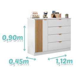 Jogo de Quarto Infantil Ayla com Cômoda e Berço Branco Acetinado - Phoenix Baby - 4