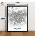 Ver imagem 2 de Quadro São Paulo City Map Minimalista 24x33cm com Vidro Preto