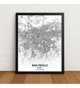 Ver imagem 1 de Quadro São Paulo City Map Minimalista 24x33cm com Vidro Preto
