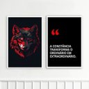 Ver imagem 1 de Kit 2 Quadros Motivacionais Constância - Lobo 24x18cm - com Vidro:moldura Preta