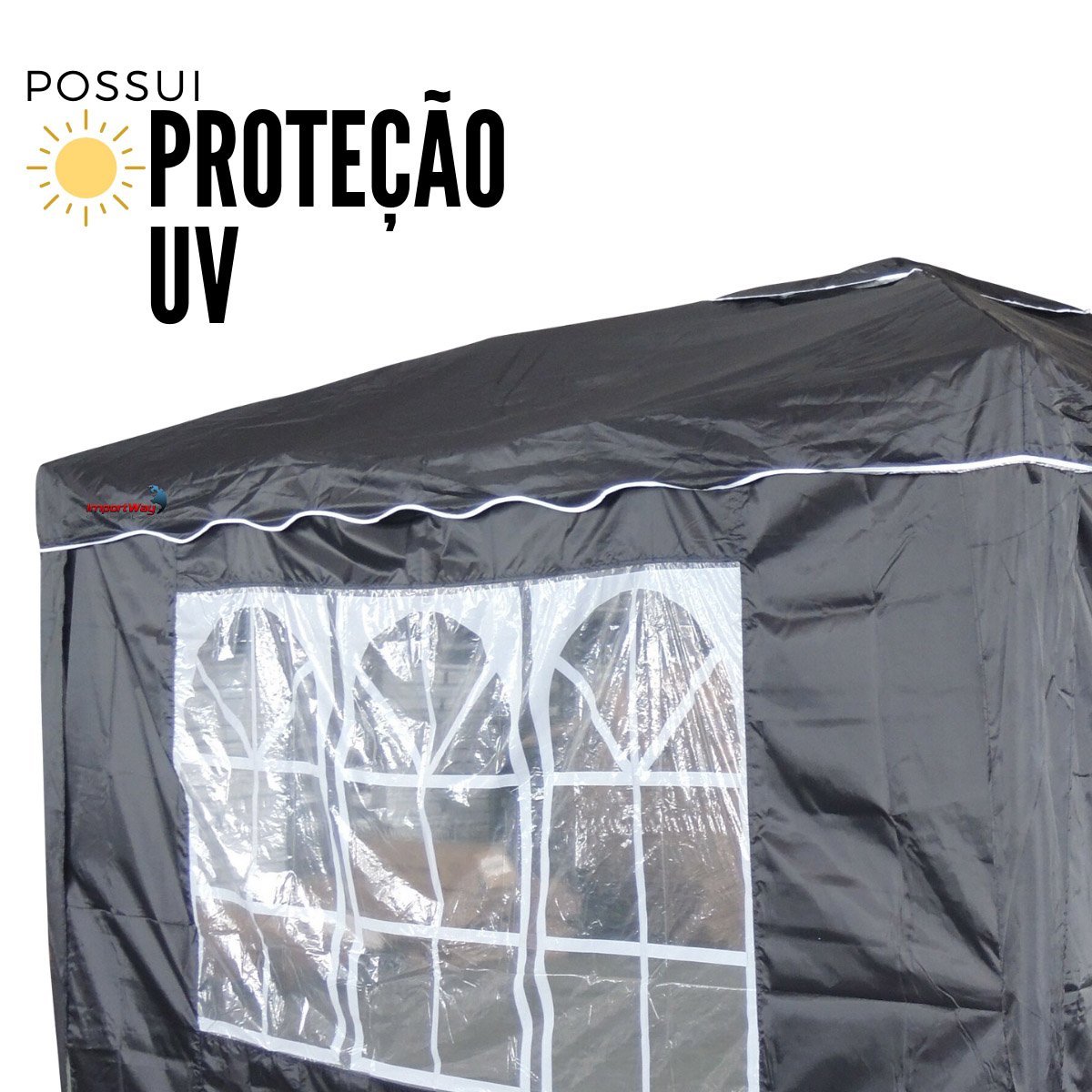 Tenda Gazebo Articulada 3x3 m com 2 Paredes Alumínio Barraca Praia Camping Sanfonada Bolsa Importway - 3