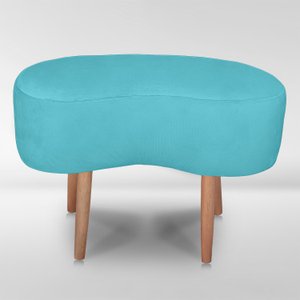 Puff Orgânico Curvo Decorativo Feijão Sala Luxo Tecido Suede:azul