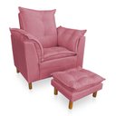 Ver imagem 1 de Kit Poltrona Amamentação Sara e Puff Suede Rosa Sky Mobile