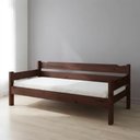 Ver imagem 1 de Sofá Cama Solteiro de Madeira Maciça com Colchão Castanho - Castanho