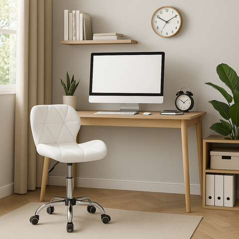 Cadeira de Escritório Giratória Modelo Secretária em Couro Sintético