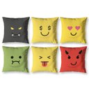 Ver imagem 1 de Kit 6 Capa Almofada Estampadas Infantil 40cm X 40cm Zíper Invisível Digital Menina Emoji