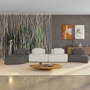 Ver imagem 1 de Sofá 4 Lugares Orgânico com Chaise e 3 Módulos Berlim bouclê Grafite/off White K01 - D’Rossi