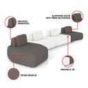 Ver imagem 3 de Sofá 4 Lugares Orgânico com Chaise e 3 Módulos Berlim bouclê Grafite/off White K01 - D’Rossi