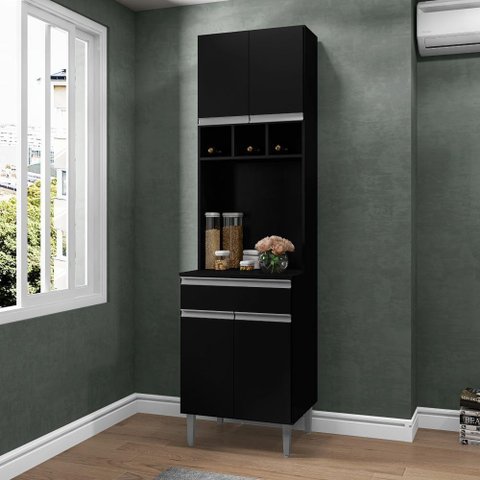 Armário de Cozinha 4 Portas Catanzaro Preto